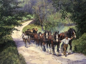 Timber Horses Loggers Painting by Artist Diana Rosemary Lodge